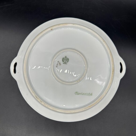 Antique Floral Tray Plate Handles Gold Bavaria Flowers Porcelain Hand Painted - Picture 3 of 11